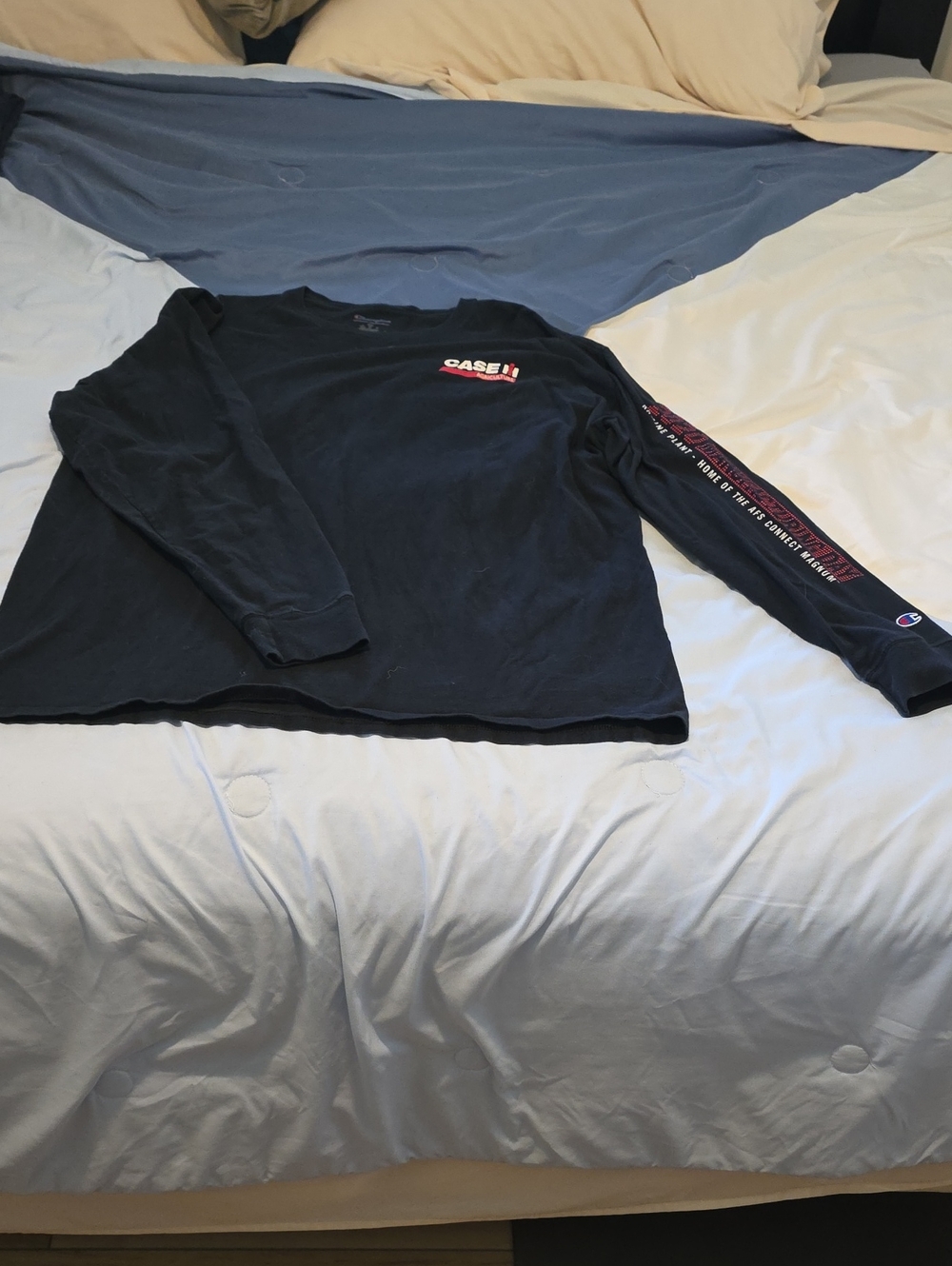 Champion Black Long Sleeve Tee with CASE AGRICULTURE Logo On The Chest.
